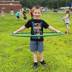 one student hulahooping